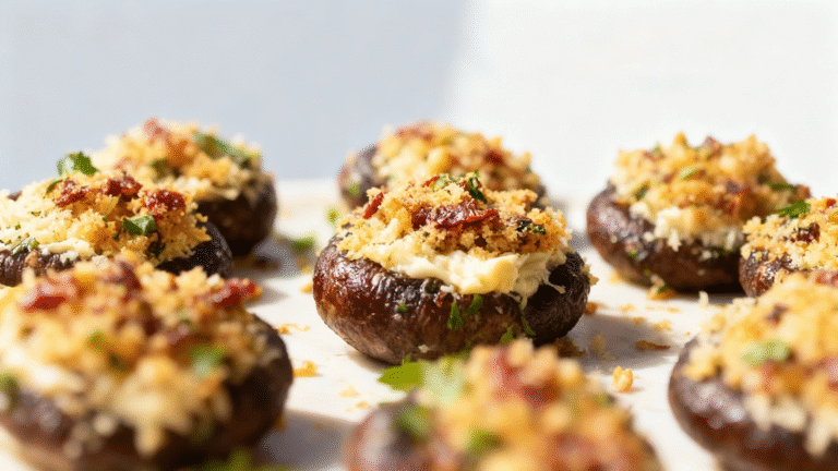 Crispy Garlic & Parmesan Stuffed Mushrooms