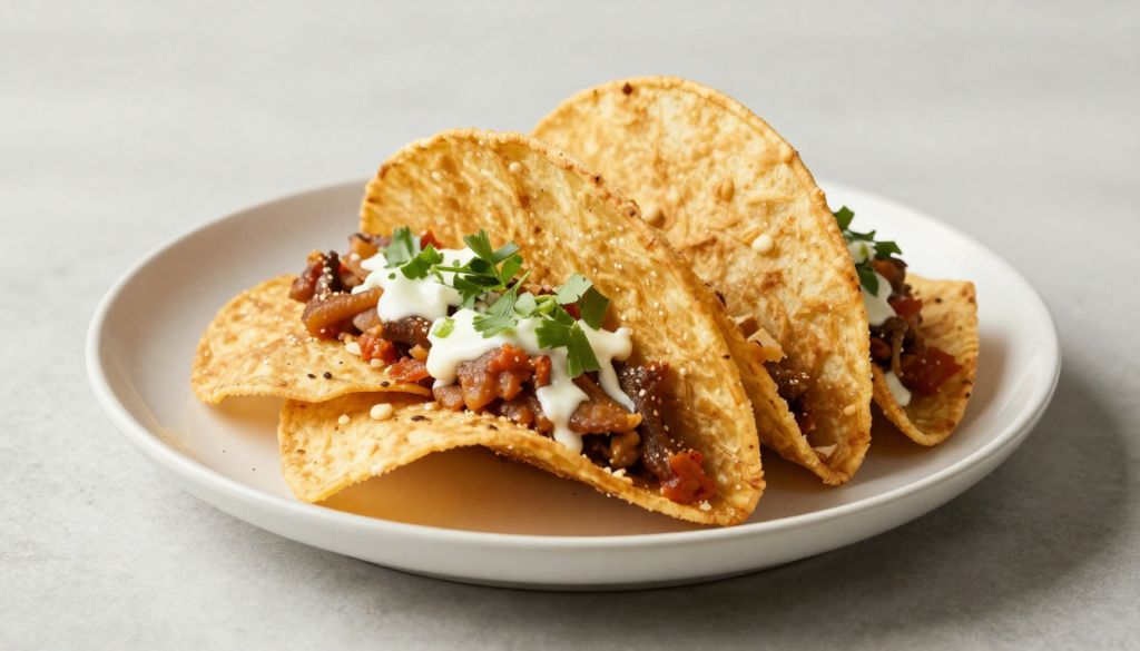 A large sheet pan overflowing with crispy corn chip scoops loaded with seasoned ground beef, melted cheddar cheese, fresh shredded lettuce, diced tomatoes, and a dollop of sour cream, ready to serve.