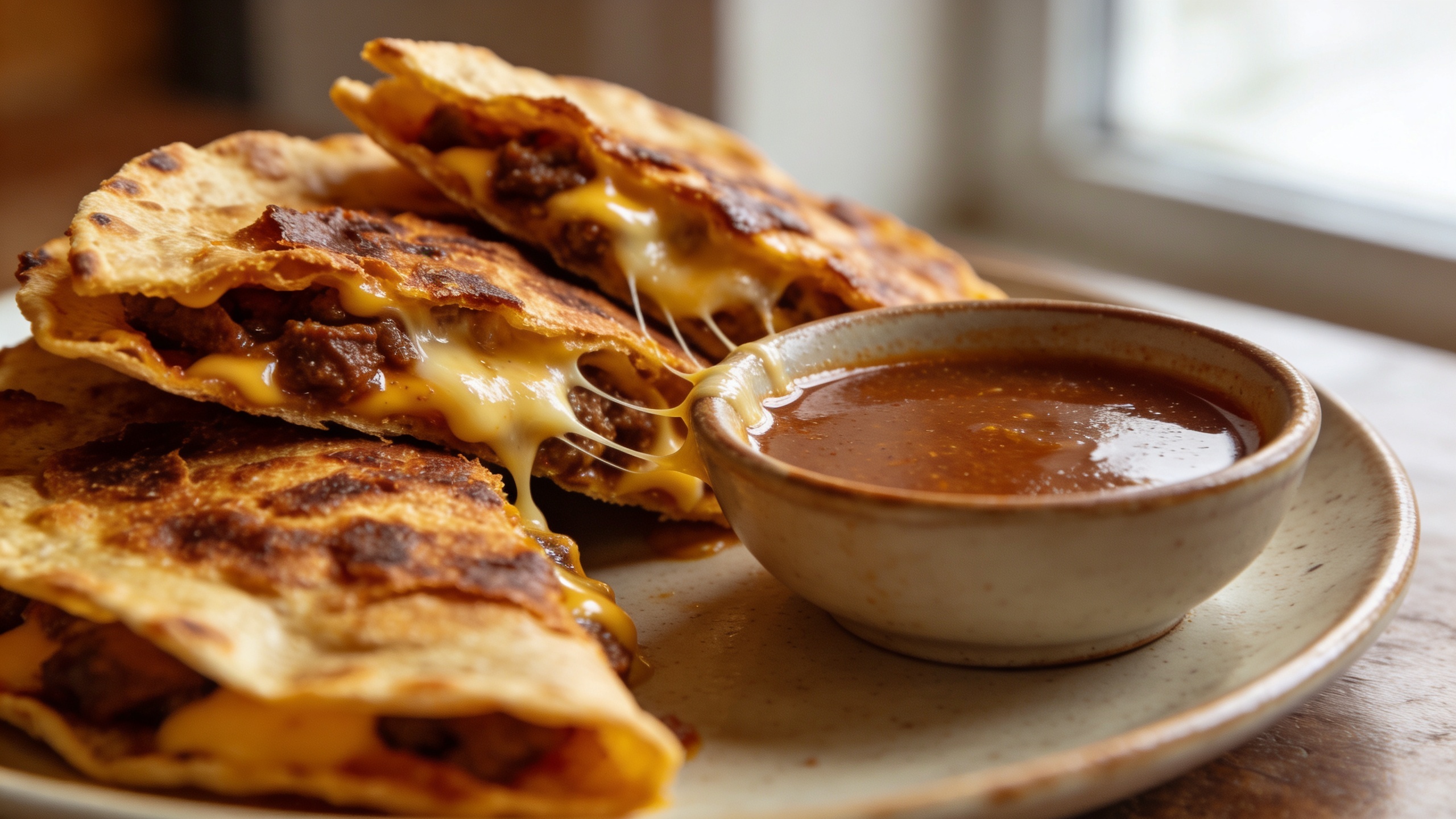 Crispy birria queso tacos with consommé dipping sauce