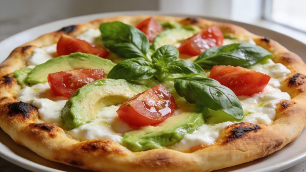 Golden-baked cottage cheese flatbread on a baking sheet, ready for toppings.