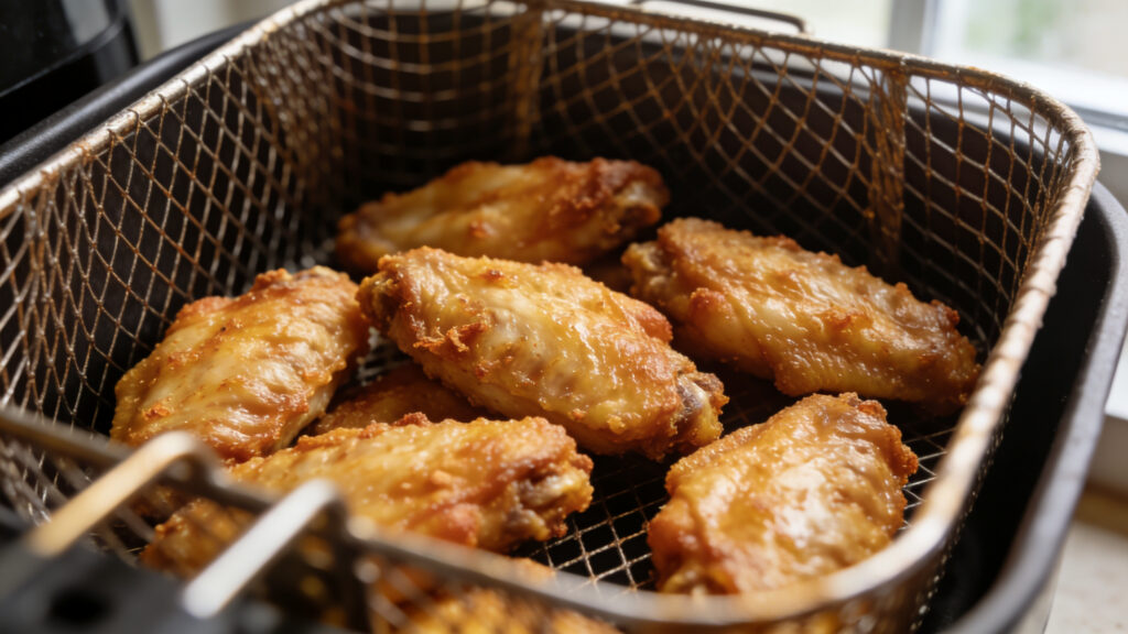 Crispy air fryer chicken wings on a serving plate