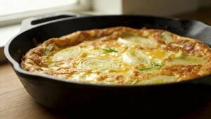 Golden fennel and egg frittata in a skillet, oven-free and ready in 15 minutes