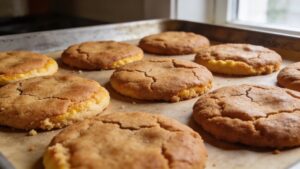 Freshly baked 3-ingredient sugar cookies on a cooling rack