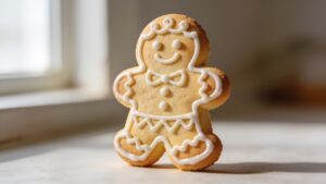 Colorful funny character sugar cookies shaped like comical faces with icing details on a baking sheet