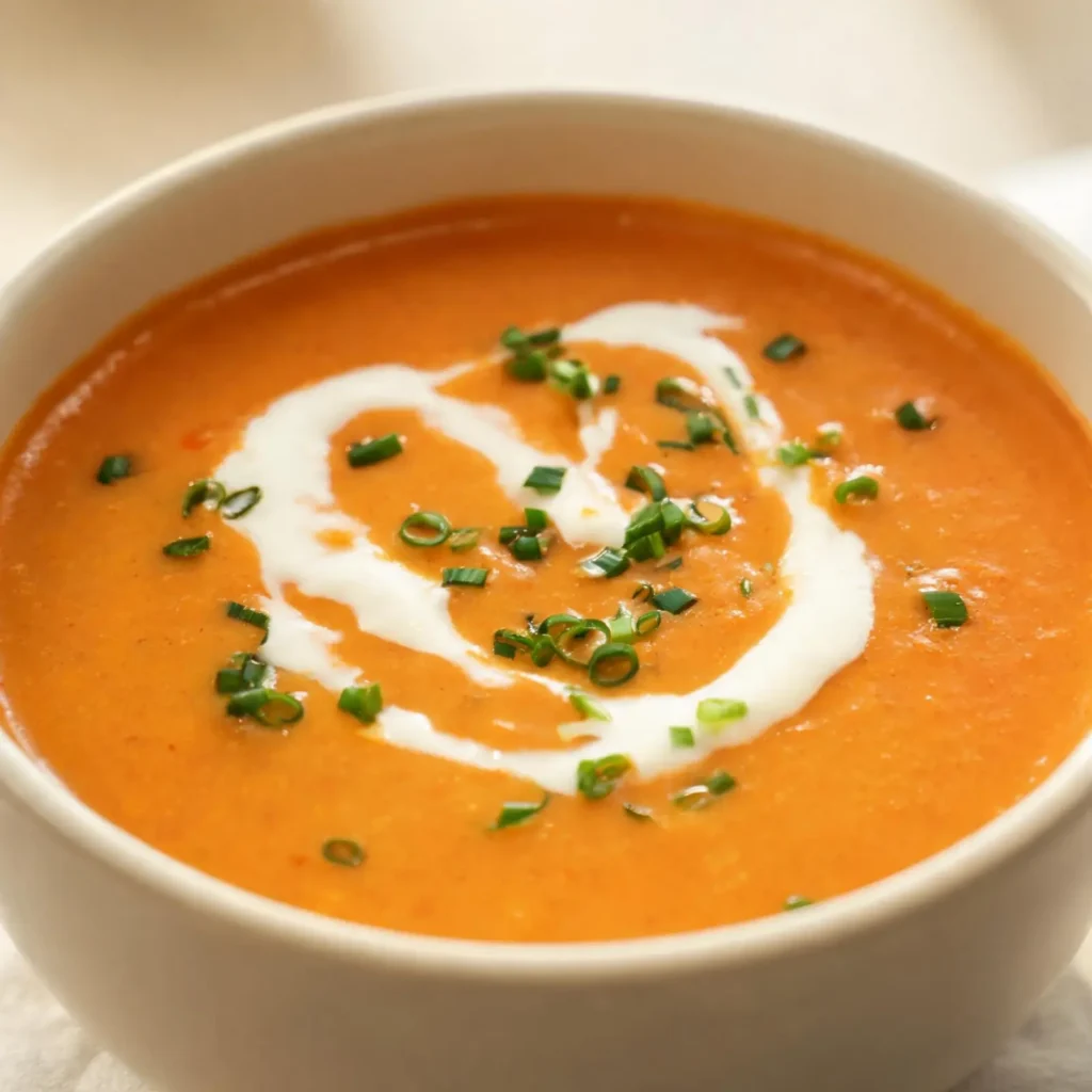 A bowl of creamy lobster bisque garnished with fresh herbs