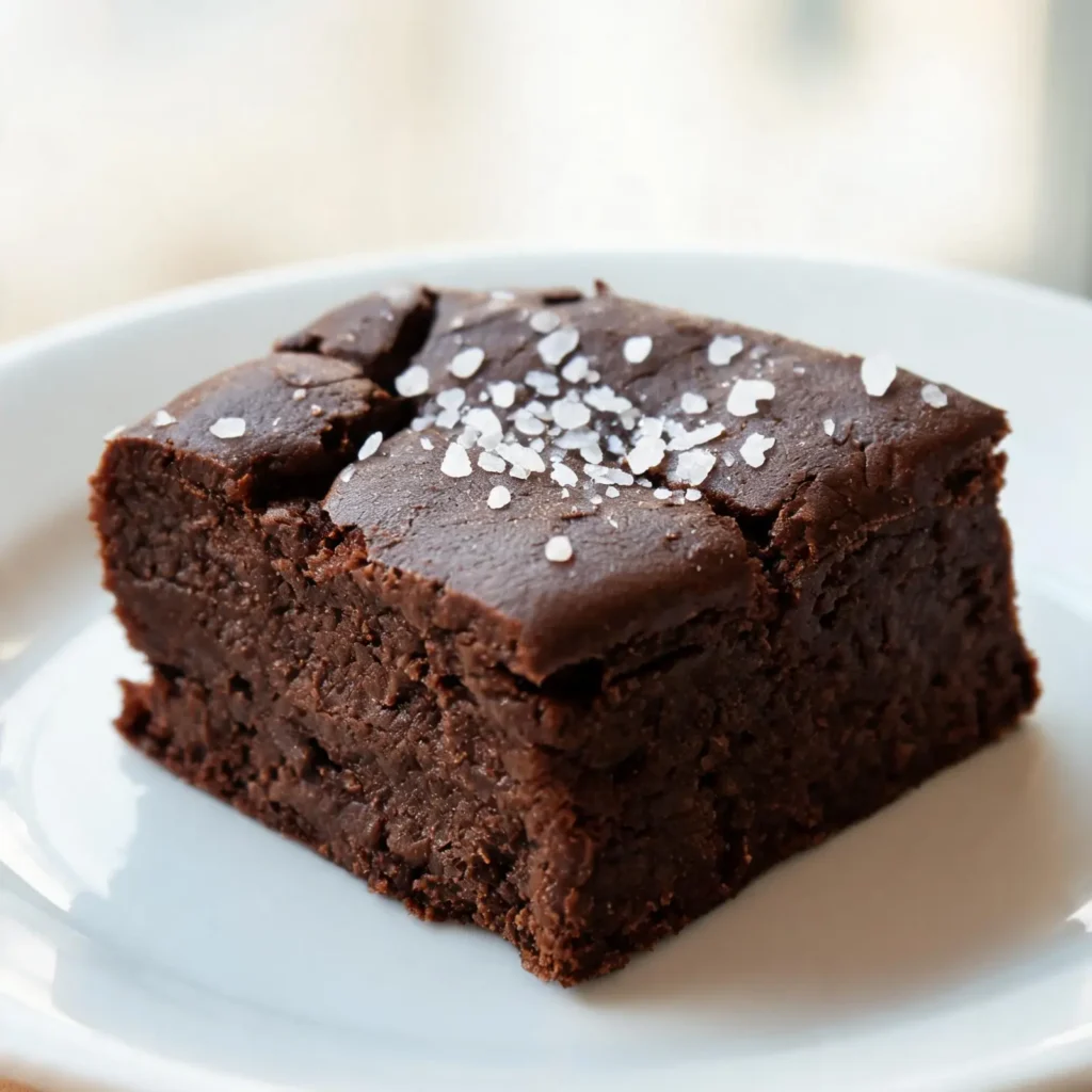 Tahini sea salt chocolate brownies on a plate